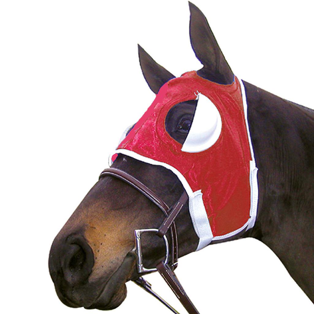 Mascara Para Caballo De Carrera Con Tapa Ojo Medio Color Rojo