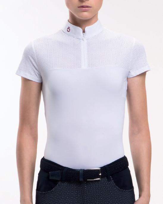 Blusa Cavalleria Toscana Big Perforated Polo Color Blanco Talla M