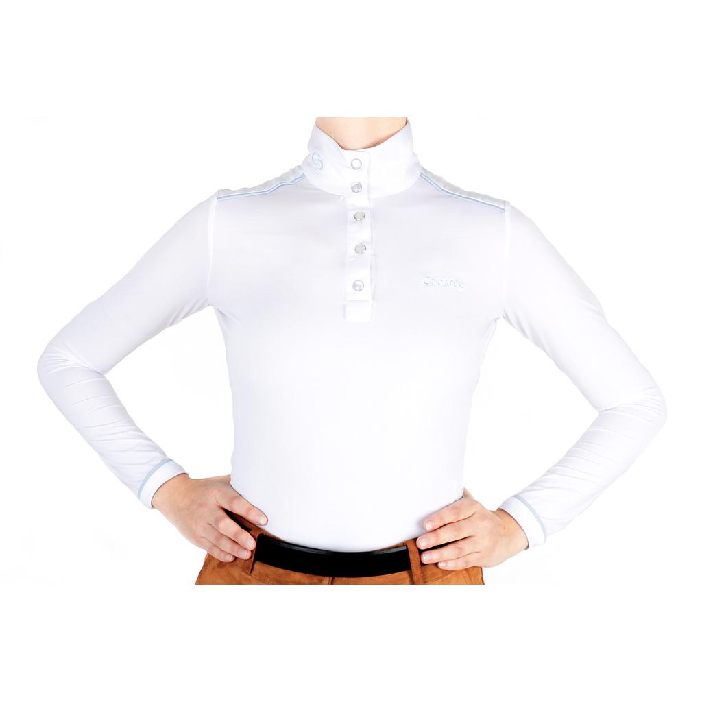 Blusa Cocarde Versailles Manga Larga Color Blanco/Celeste Talla XS 