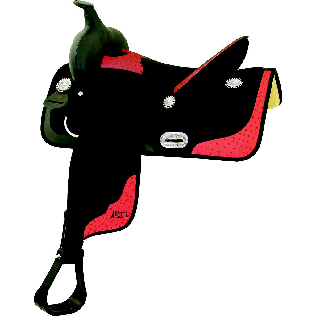 Montura Abetta Imitacion Avestruz Color Rojo/Negro Talla 14”