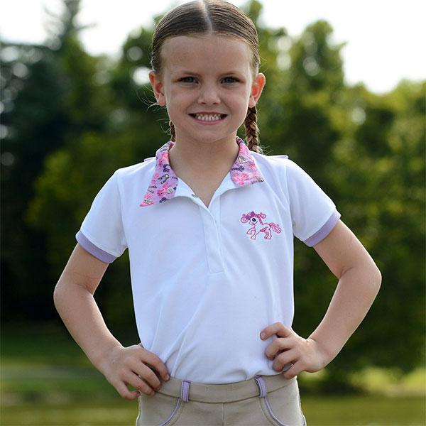 Blusa de Competencia Con Cuello Morado Para Niña Talla 3