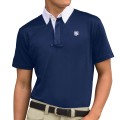 Camisa Polo de Competencia Para Hombre Color Azul Cuello Blanco Talla M