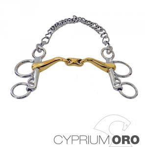 Bocado Sefton Cyprium Oro Pelham Puente 45° pata corta 12.5